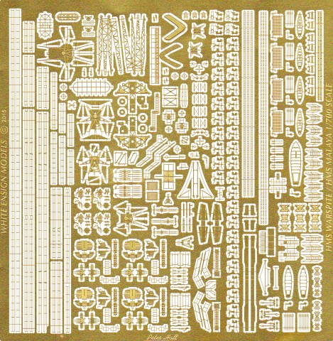 1/700 二战英国厌战号/马来亚号战列舰改造蚀刻片(配小号手)