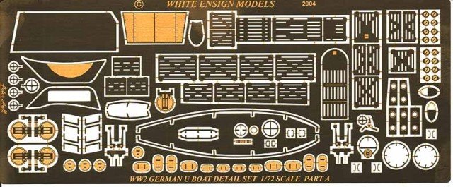 1/72 二战德国U型潜艇VIIC型改造蚀刻片(配利华)