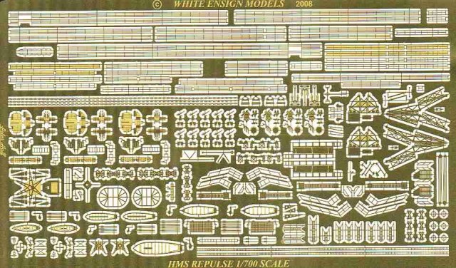 1/700 二战英国反击号战列巡洋舰改造蚀刻片(配田宫)